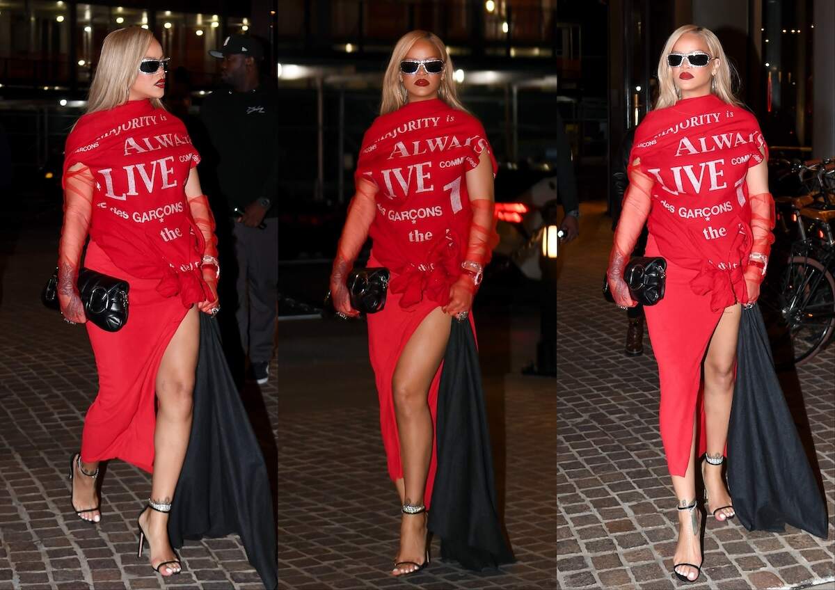 Singer Rihanna poses for photos outside of her taxi before a date night in Tribeca with A$AP Rocky