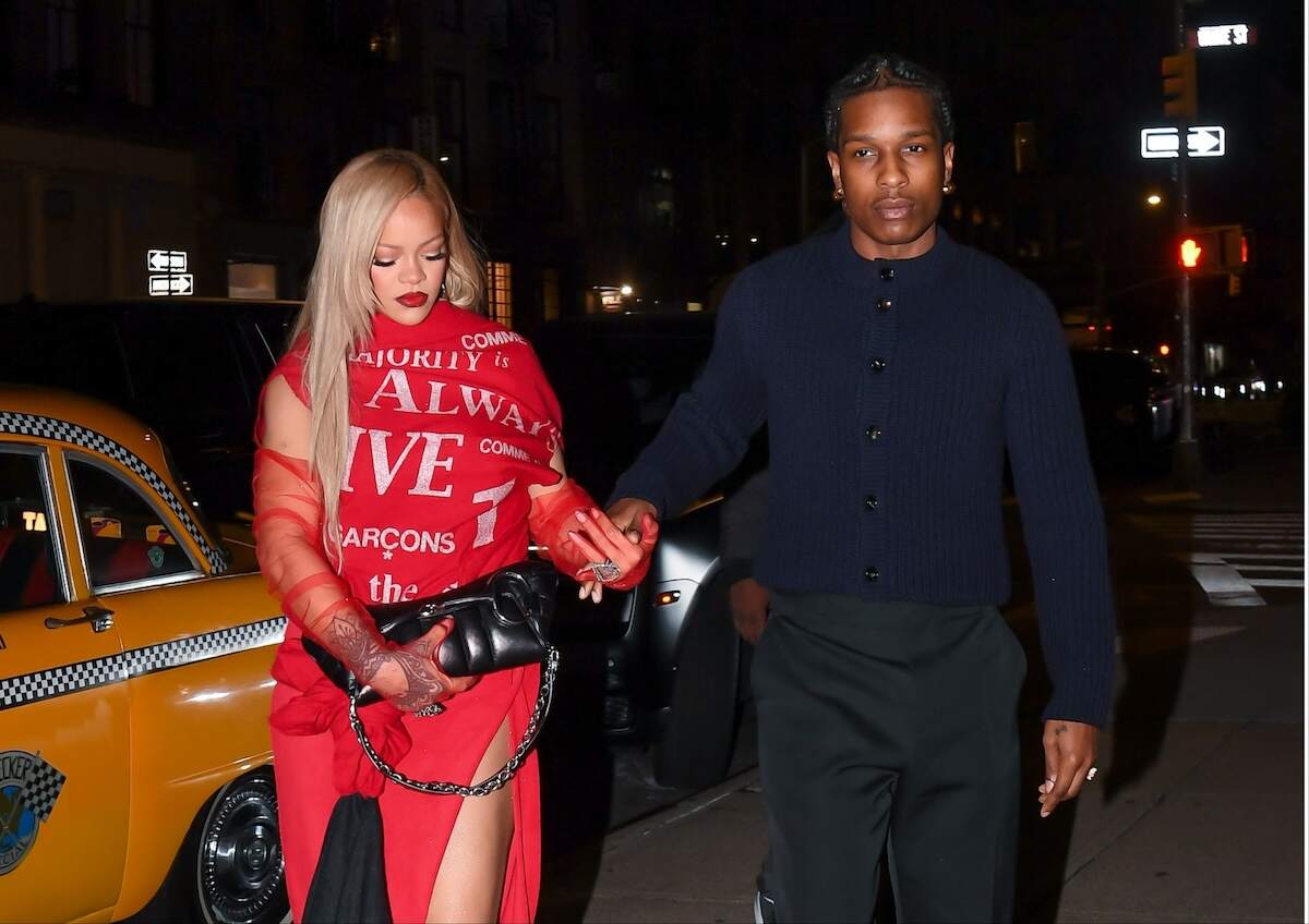 Singer Rihanna and A$AP Rocky exit their taxi before a date night in Tribeca