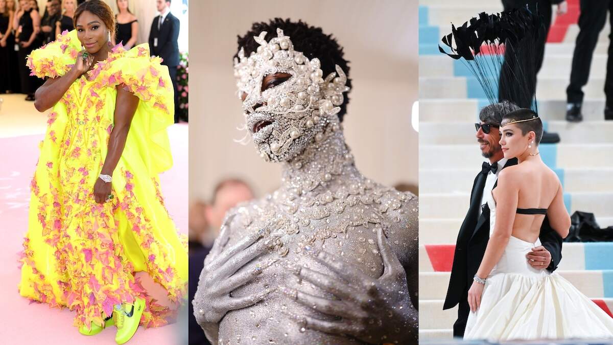 Celebrities Serena Williams, Lil Nas X, and Florence Pugh pose at the Meta Gala