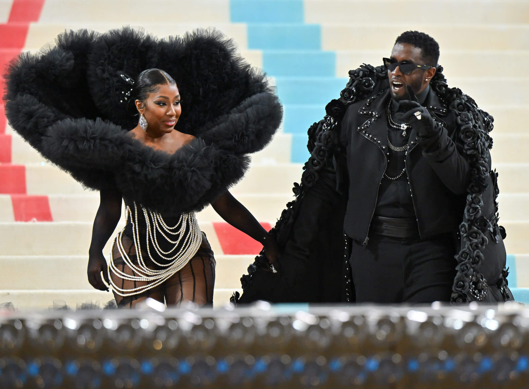 Yung Miami and Sean 'P. Diddy' Combs walking hand-in-hand into the 2023 Met Gala