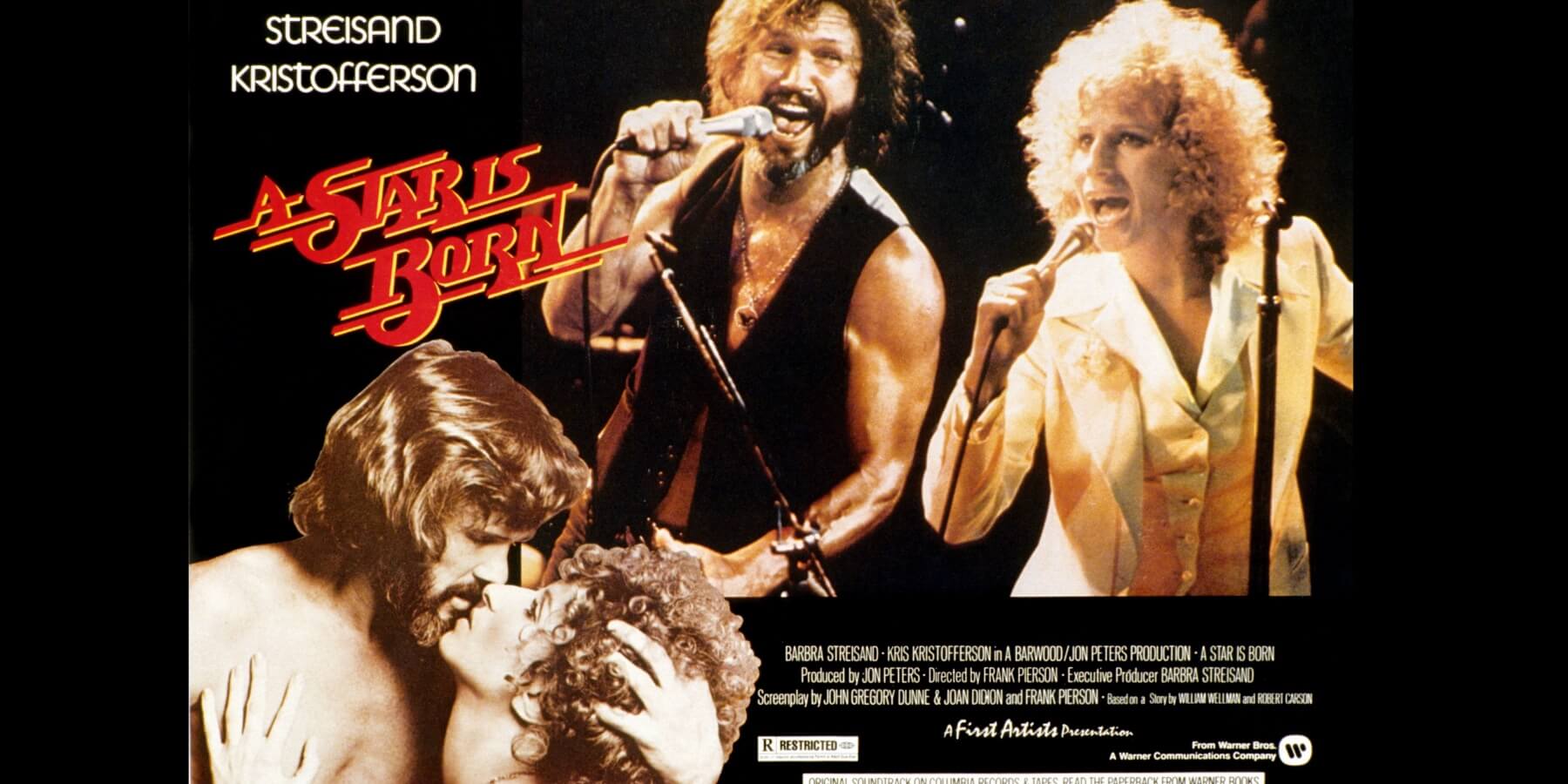 A movie poster for the finished film 'A Star is Born' featuring Barbra Streisand and Kris Kristofferson