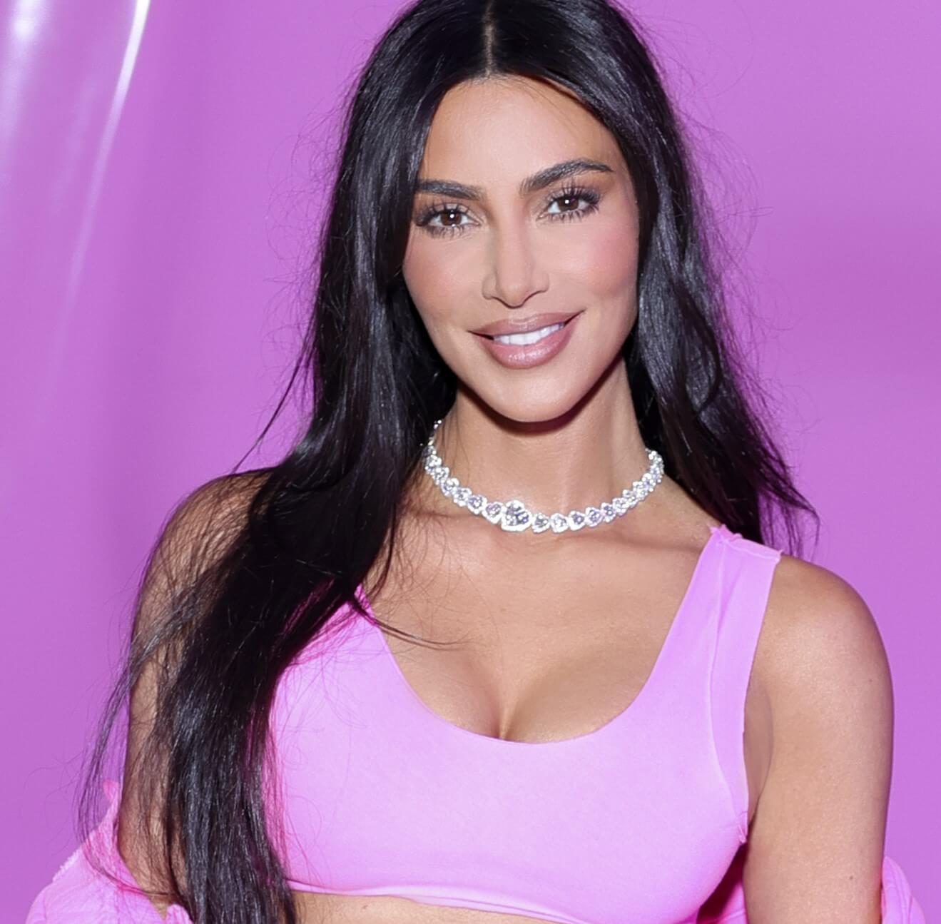 Kim Kardashian wearing pink
