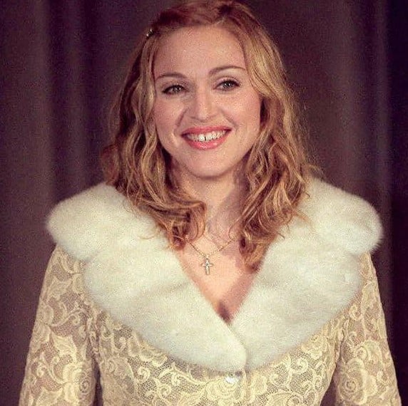 Madonna wearing a coat