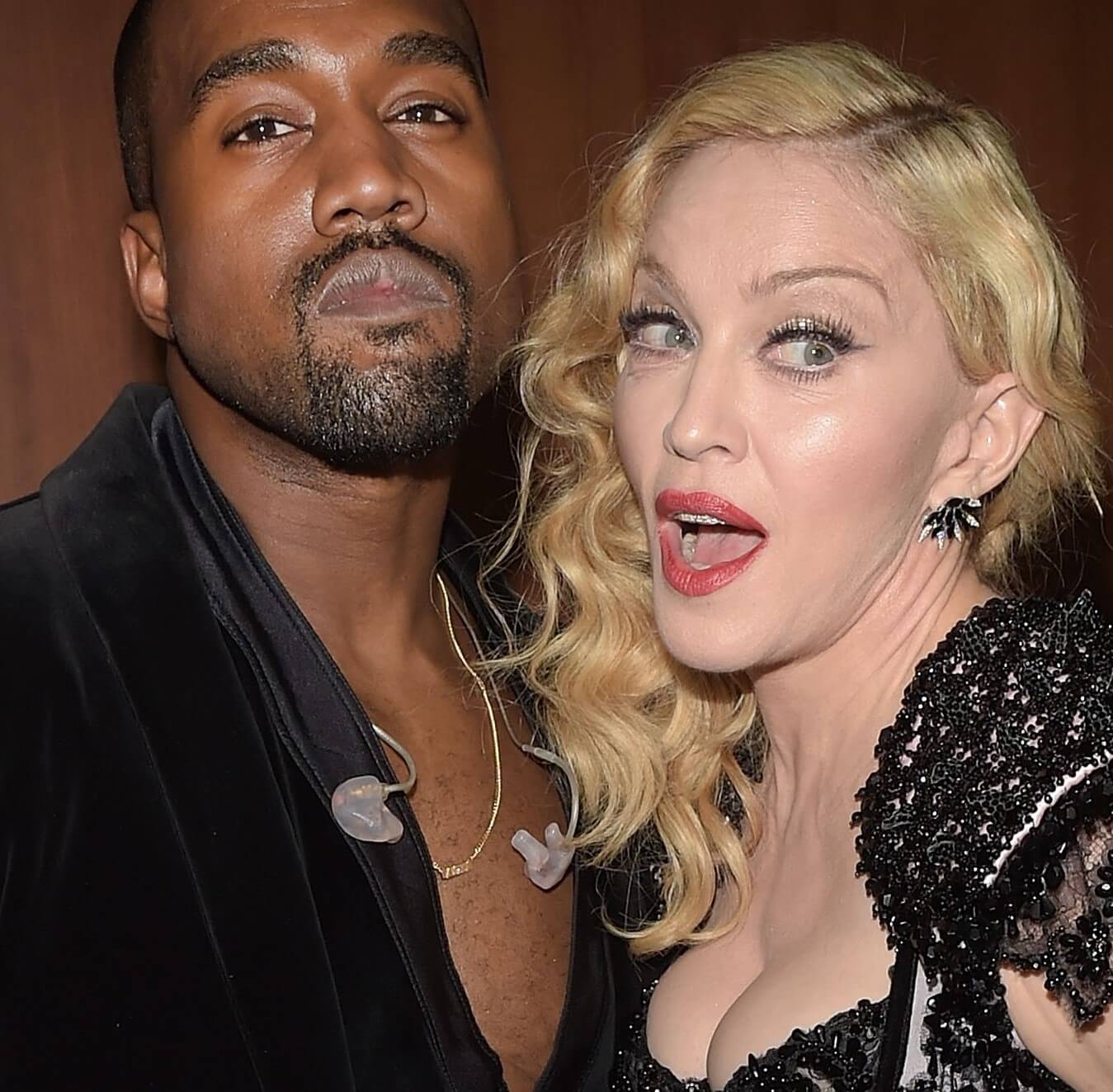 Kanye West and Madonna wearing black