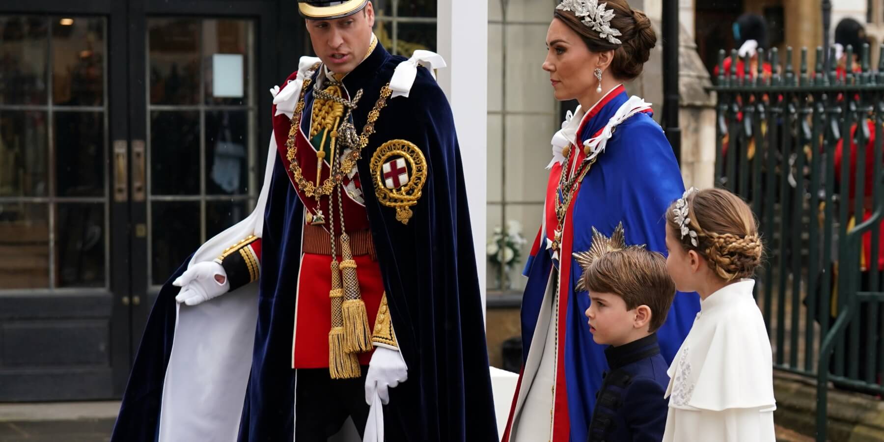 Prince William, Kate Middleton, Princess Charlotte and Prince Louis during King Charles' coronation day.