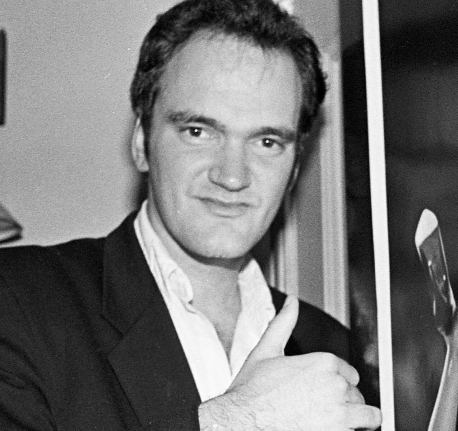 Quentin Tarantino in black-and-white