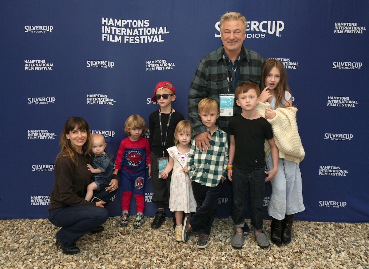 Alec and Hilaria Baldwin pose with the seven children at an event in 2023
