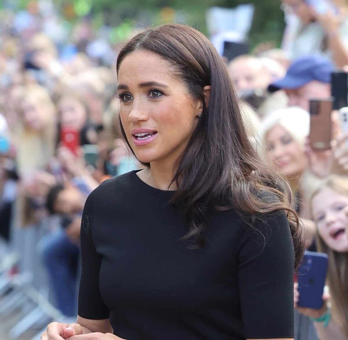 Meghan Markle outside Windsor Castle where well-wishers gathered following Queen Elizabeth II's death