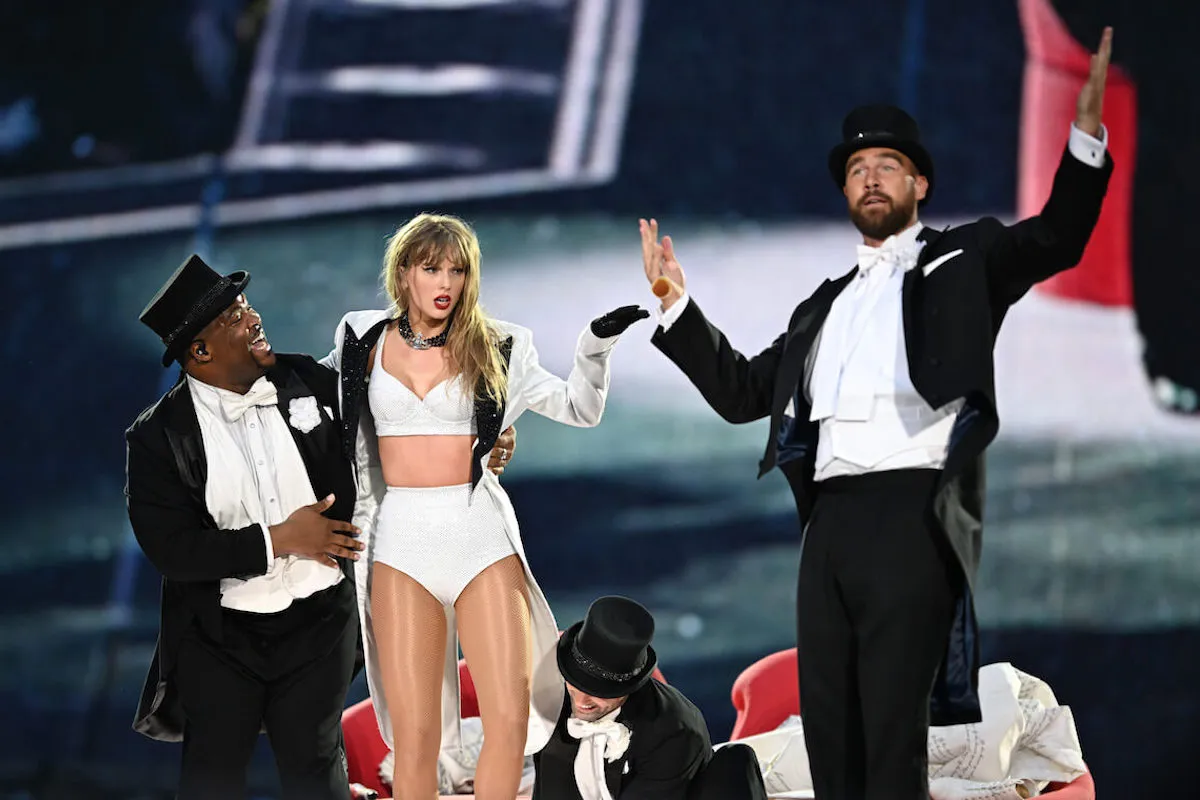 Taylor Swift and Travis Kelce, who makes life 'easy' for Taylor Swift, on stage