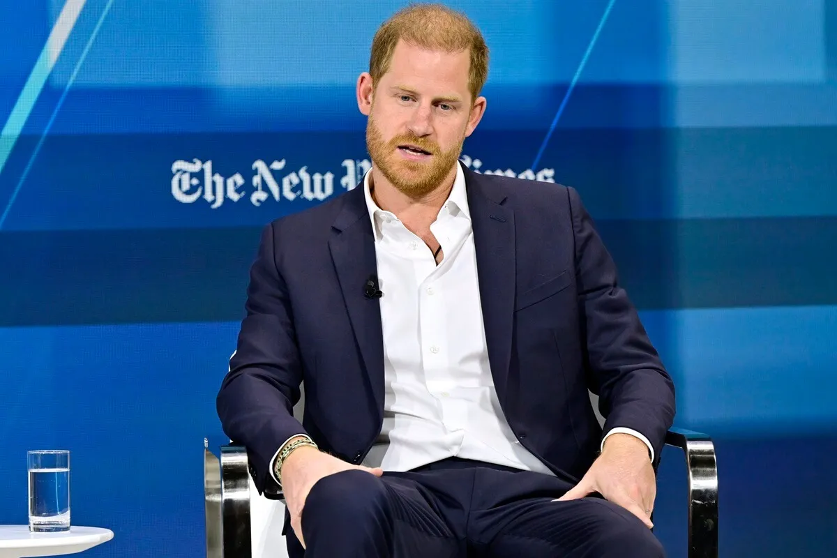 Prince Harry speaks onstage during The New York Times Dealbook Summit 2024