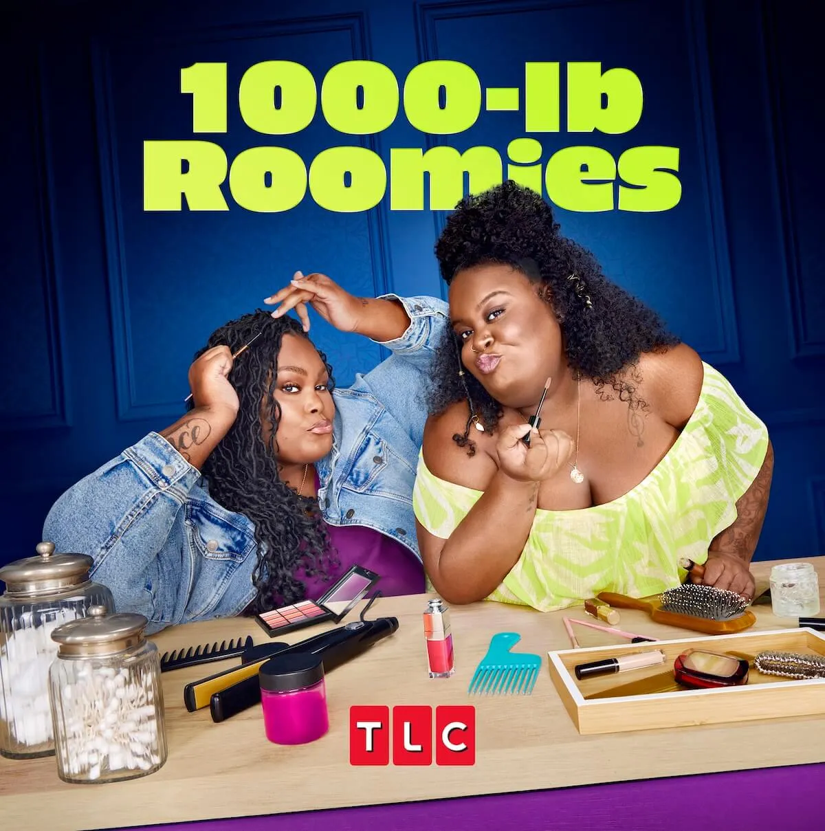 Key art for TLC's '1000-lb Roomies' featuring Nesha and Jaz