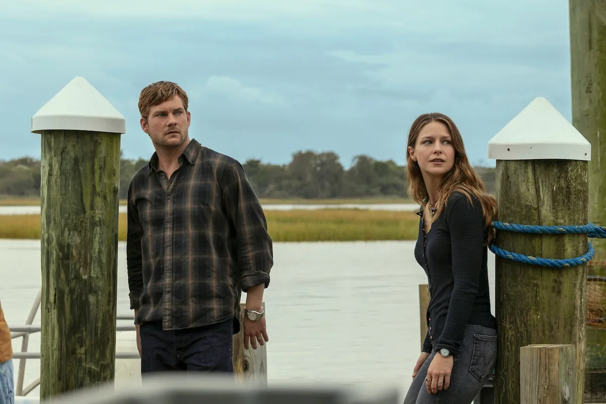 A man and a woman on a beach in the Netflix series 'The Waterfront'