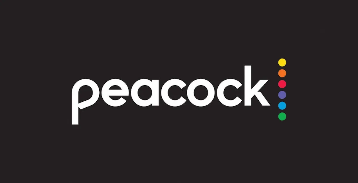 Peacock logo on a black background