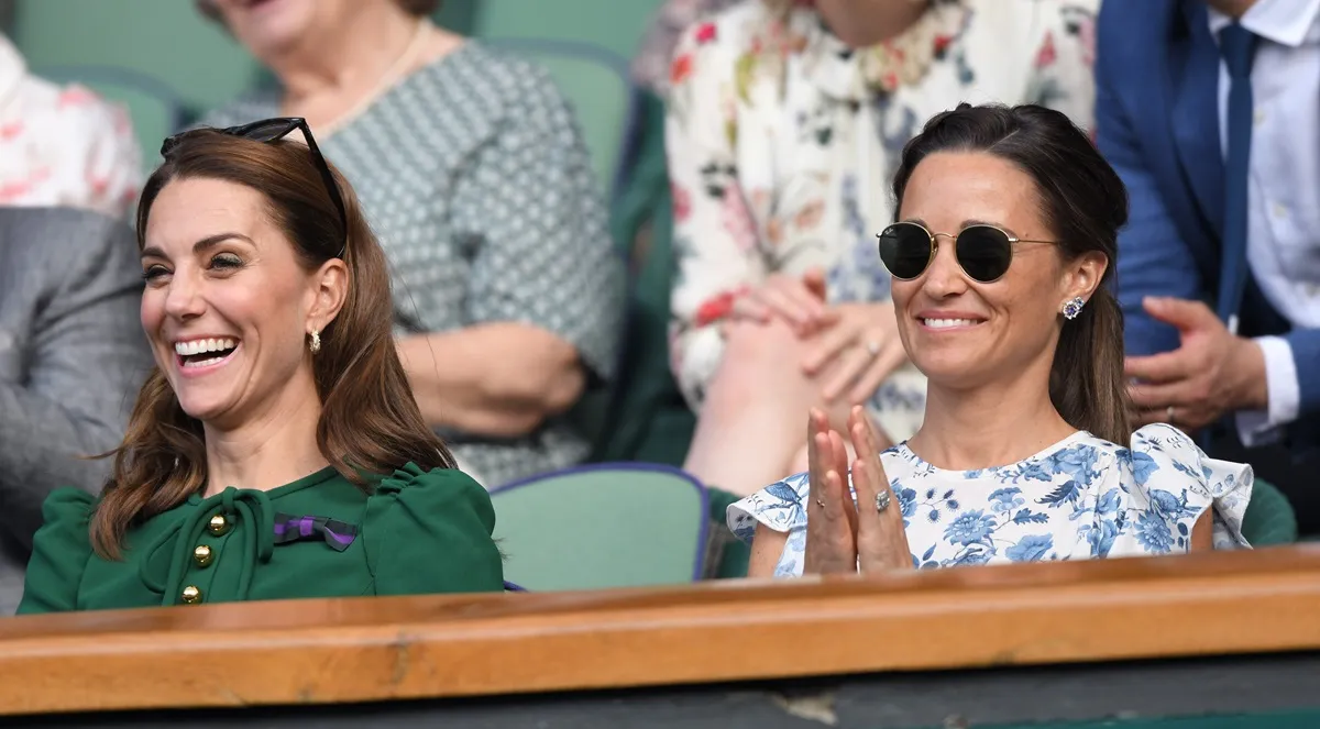 Kate Middleton and Pippa Middleton in the Royal Box on Centre Court during day twelve of the Wimbledon Tennis Championships