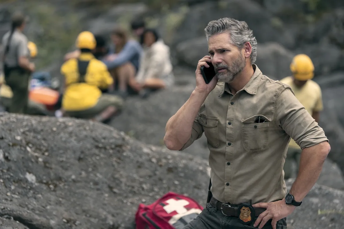 Eric Bana talks on a cellphone in Netflix series 'Untamed'