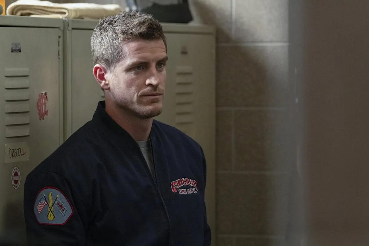 Carver (Jake Lockett), looking dejected, in the 'Chicago Fire' Season 13 finale