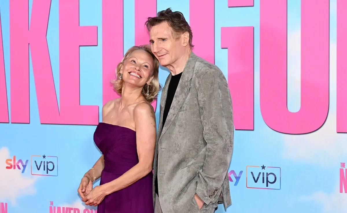 Pamela Anderson and Liam Neeson attend 'The Naked Gun' U.K. premiere