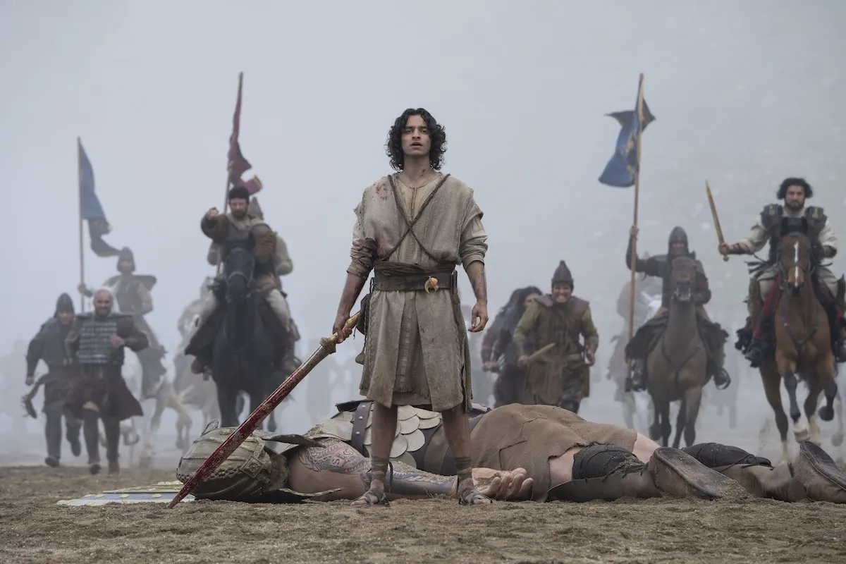 David in front of the body of Goliath in 'House of David' Season 2
