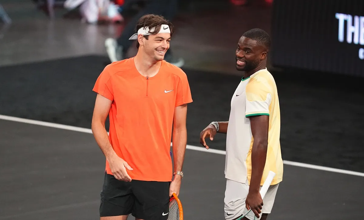 Taylor Fritz and Frances Tiafoe attend the Ace Challenge during The Netflix Slam in Las Vegas