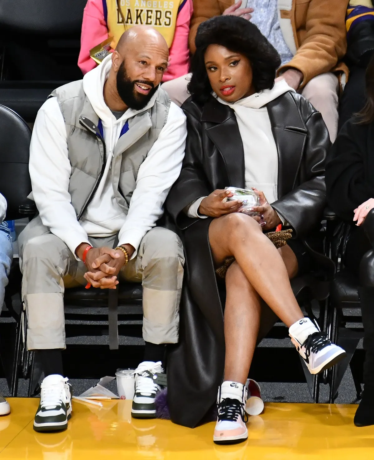 Common and Jennifer Hudson attend a basketball game between the Los Angeles Lakers and the Dallas Mavericks at Crypto.com Arena on January 17, 2024