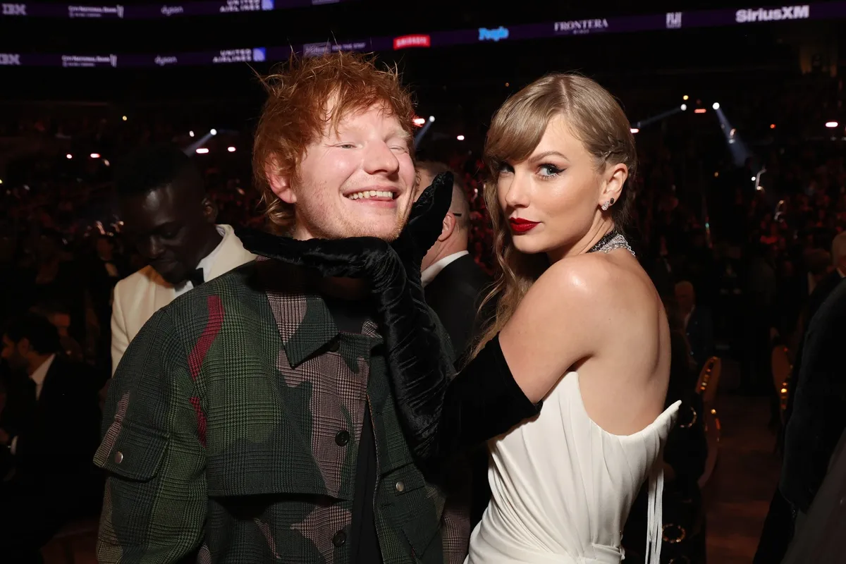 Ed Sheeran and Taylor Swift attend during the 66th GRAMMY Awards at Crypto.com Arena