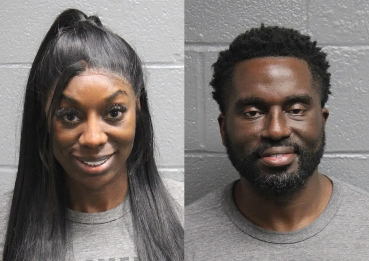 Side by side arrest photographs of Wendy Osefo and Eddie Osefo taken on October 9, 2025