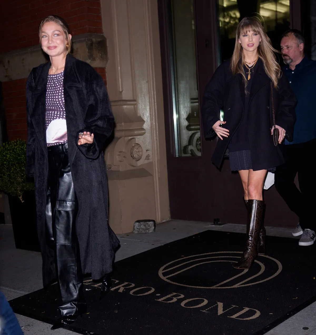 Gigi Hadid and Taylor Swift are seen on November 3, 2025 in New York City