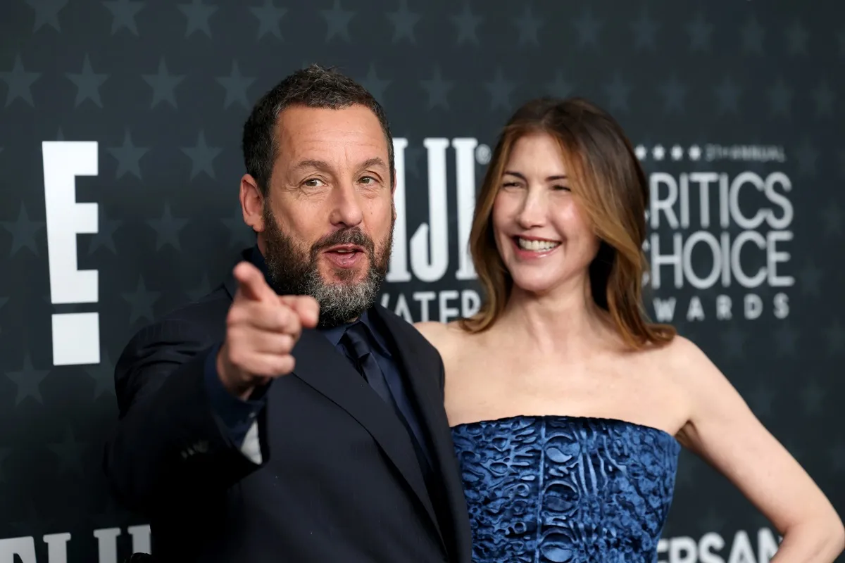 Adam Sandler and Jackie Sandler attend the 31st Annual Critics Choice Awards at Barker Hangar on January 04, 2026