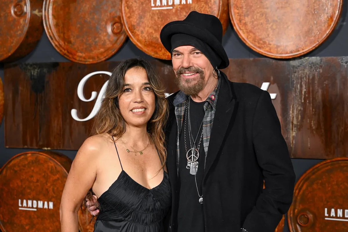 Connie Angland and Billy Bob Thornton posing together at the 'Landman' 2024 premiere