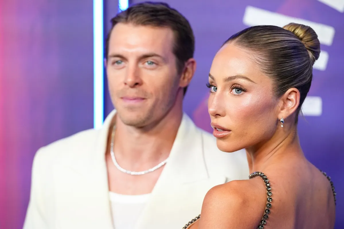 Braxton Berrios and Alix Earle attend SNL50: The Homecoming Concert At Radio City Music Hall Red Carpet Arrivals at Radio City Music Hall on February 14, 2025