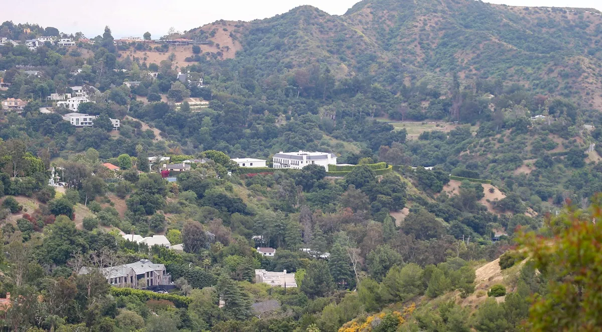 Ben Affleck and Jennifer Lopez's home seen from the air; the property is proving to be one of the hardest peices of celebrity real estate to sell in recent months.