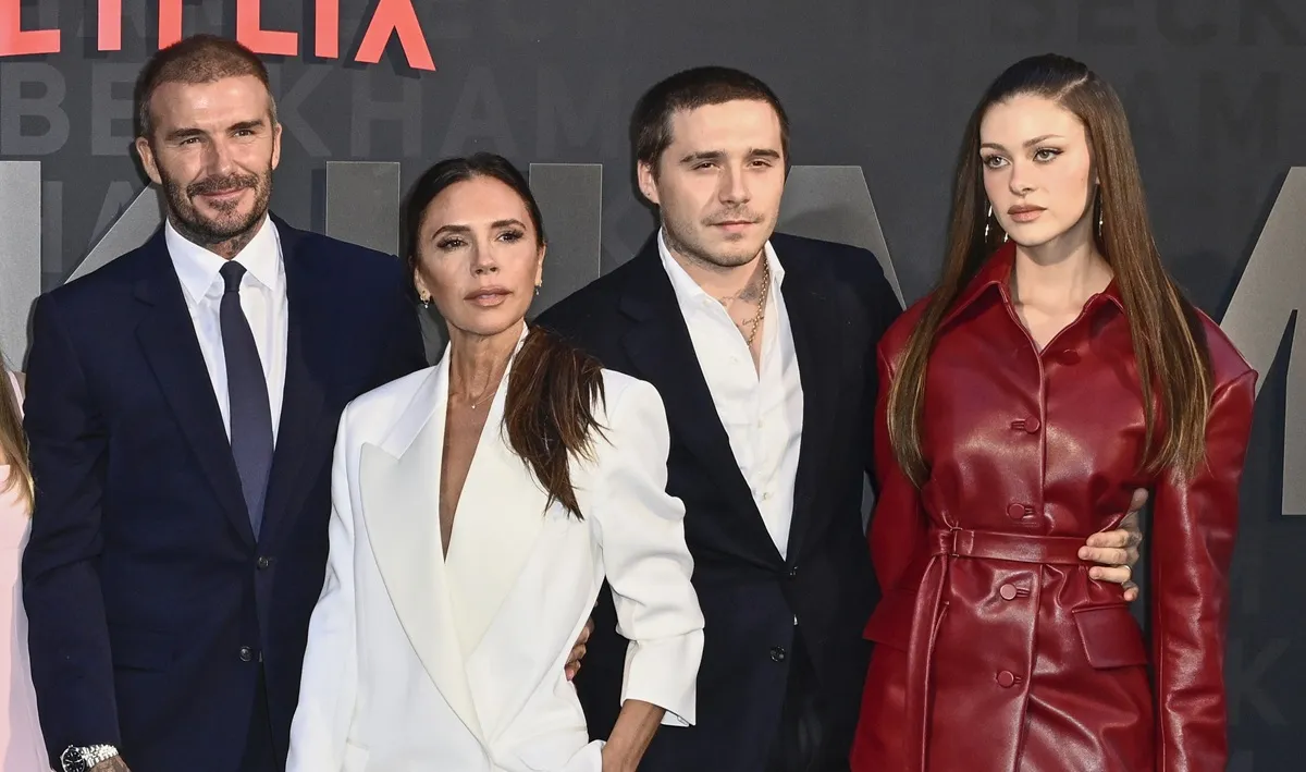 David Beckham, Victoria Beckham, Brooklyn Peltz Beckham, and Nicola Peltz Beckham attend the Netflix 'Beckham' U.K. premiere