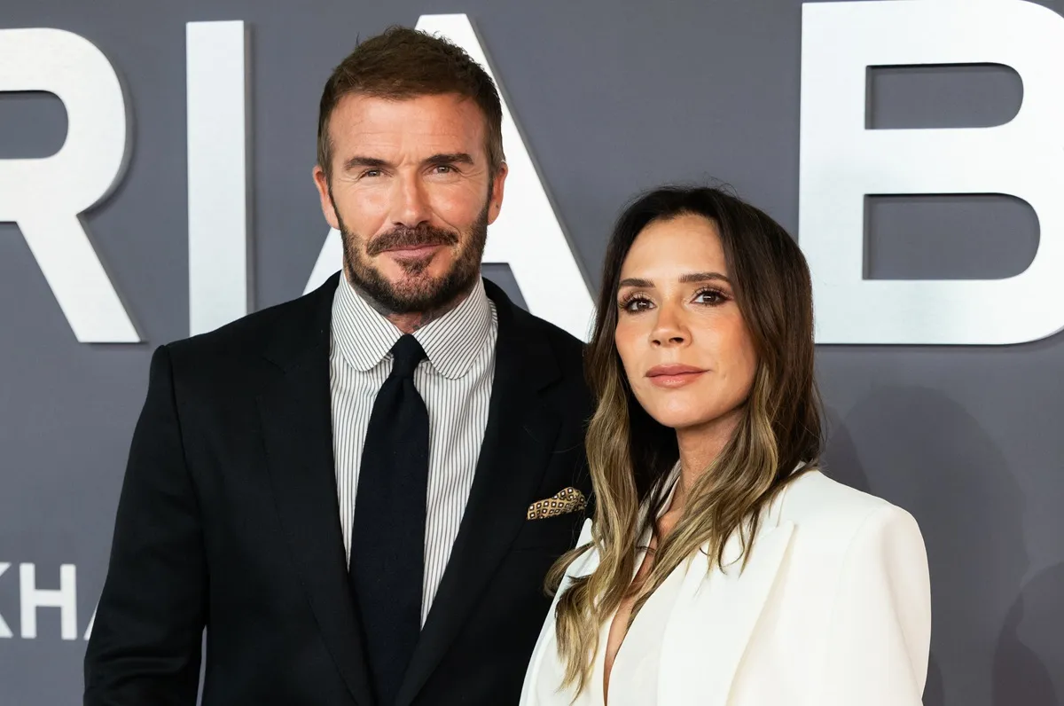 Victoria Beckham and David Beckham attend the "Victoria Beckham" World Premiere at the Curzon Mayfair on October 08, 2025