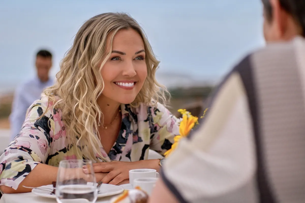 Smiling Emilie Ullerup in the Hallmark Channel movie 'Missing the Boat'