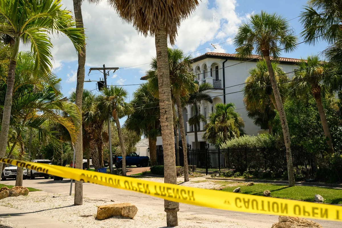 Hulk Hogan's house is seen behind police tape in Clearwater, Florida, on July, 24, 2025.