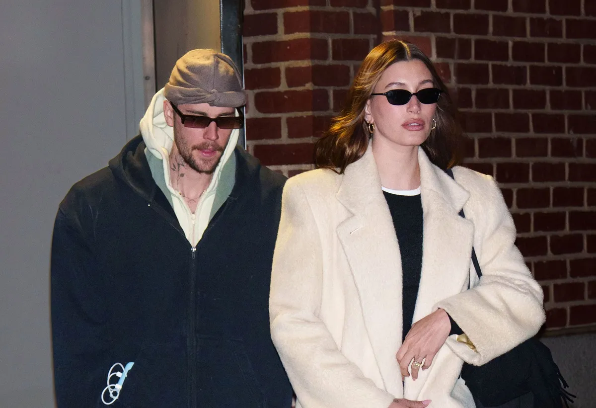 Justin Bieber and Hailey Bieber are seen on February 05, 2025 in New York City.