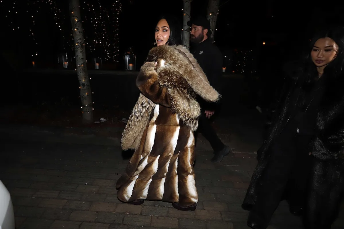 Kim Kardashian wearing a long fur coat