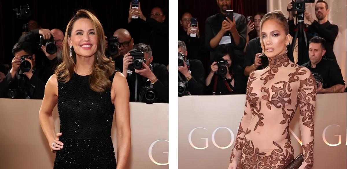 (L) Jennifer Garner on the carpet at the 83rd Golden Globe Awards, (R) Jennifer Lopez on the carpet at the 83rd Golden Globe Awards