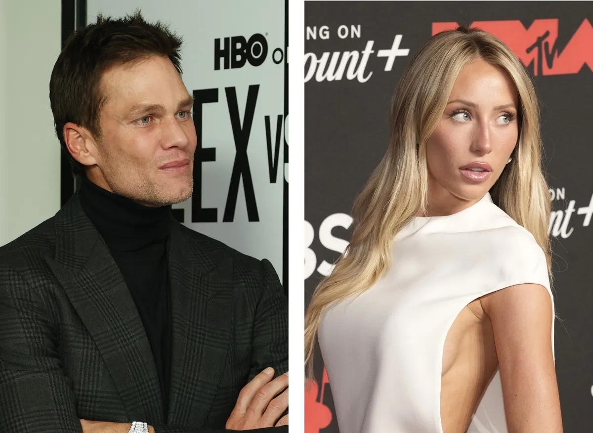 (L) Tom Brady attends 'Alex Vs ARod' New York premiere, (R) Alix Earle attends the 2025 MTV Video Music Awards