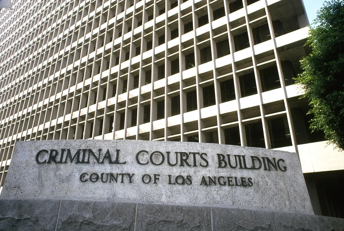 Exterior view of Los Angeles County Criminal Court Building, February 4, 1997 in downtown Los Angeles, California.