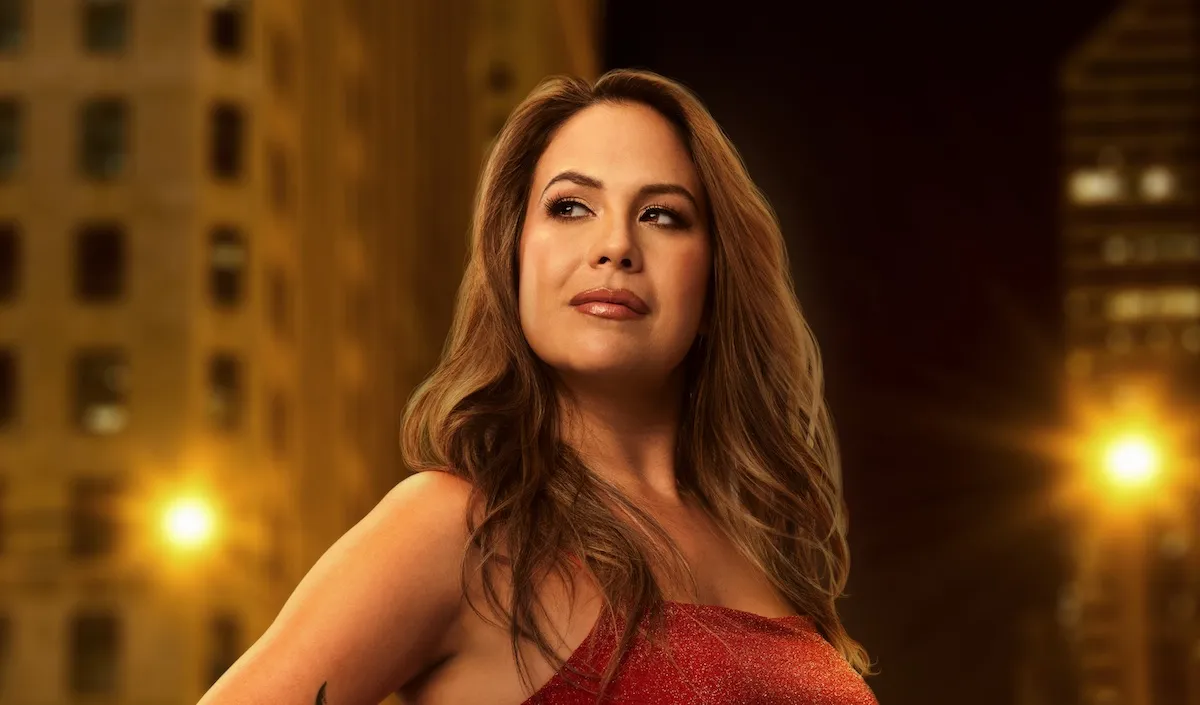 Liz Woods of '90 Day: The Single Life' wearing a sleeveless red dress