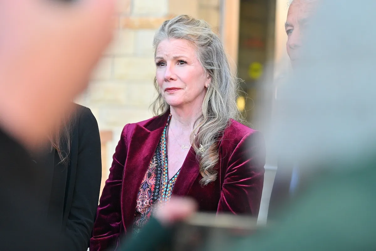 Melissa Gilbert in red velvet jacket