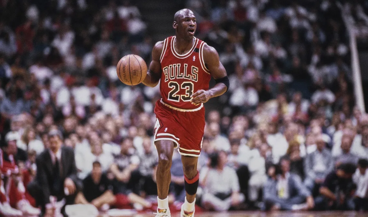Michael Jordan in action for the Chicago Bulls (circa 1992)