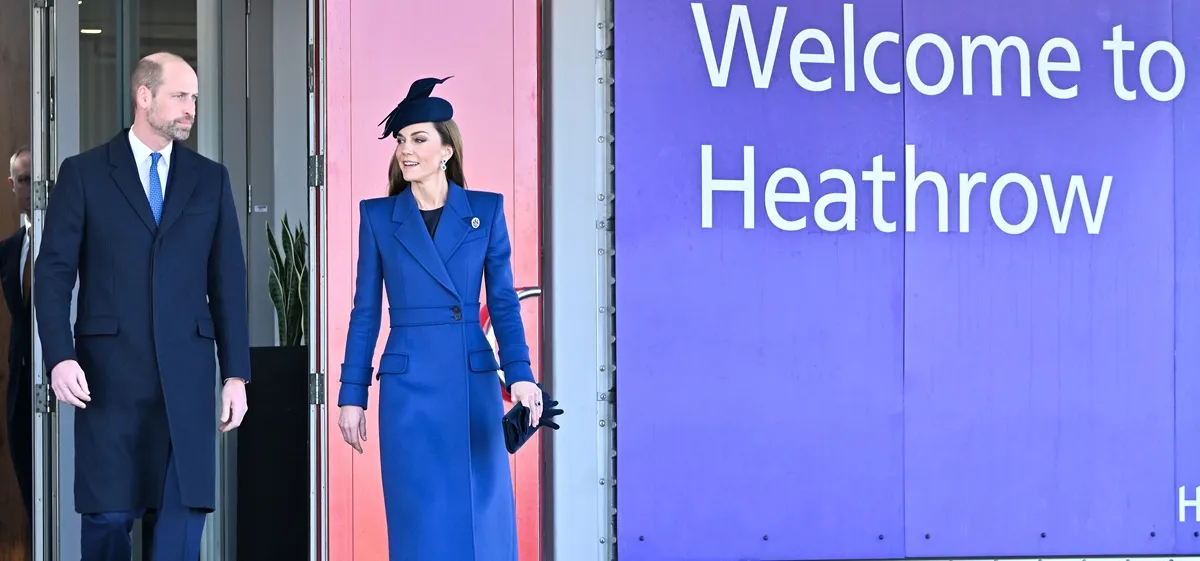 Prince William and Kate Middleton at Heathrow Airport