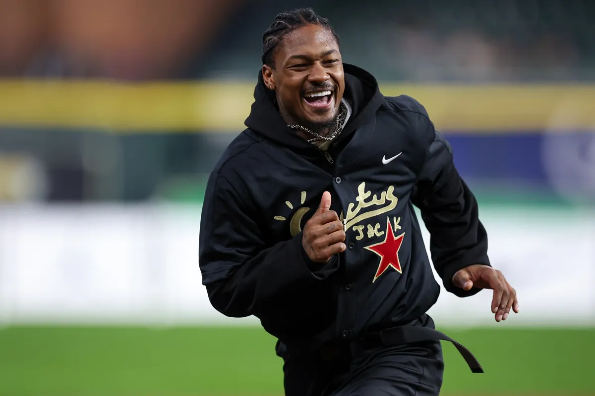 Stefon Diggs reacts during the 2024 Cactus Jack HBCU Classic Celebrity Softball Game at Minute Maid Park on Thursday, February 15, 2024 in Houston, Texas.
