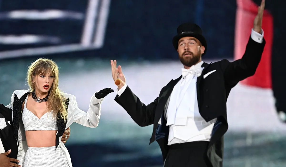 Taylor Swift is joined on stage by Travis Kelce during 'The Eras Tour'