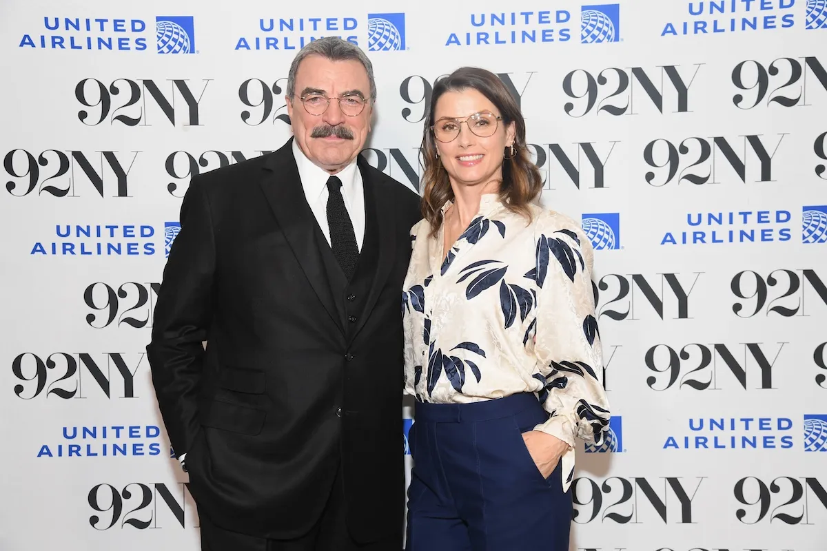 Tom Selleck and Bridget Moynahan pose for a photo at the 92Y in NYC