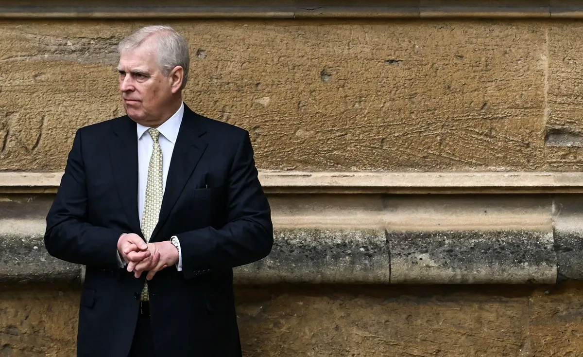 Andrew Mountbatten-Windsor arrives at St. George's Chapel, Windsor Castle, to attend the Easter Mattins Service