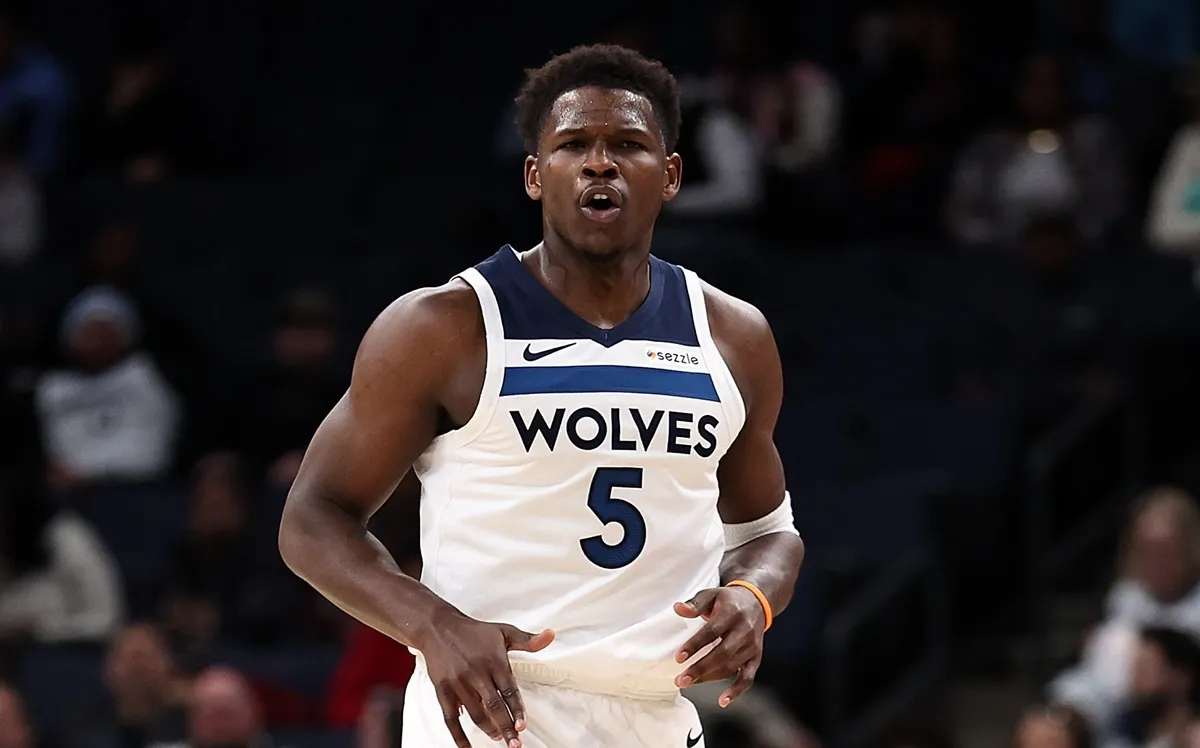 Anthony Edwards of the Minnesota Timberwolves reacts during the game against the Memphis Grizzlies