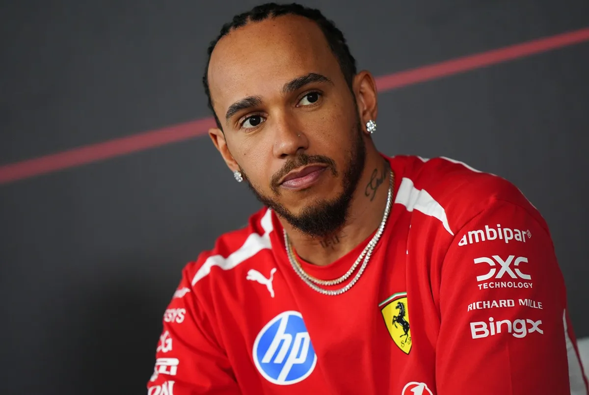 Ferrari driver Lewis Hamilton during a press conference on day one of Formula One Aramco Pre-Season Testing